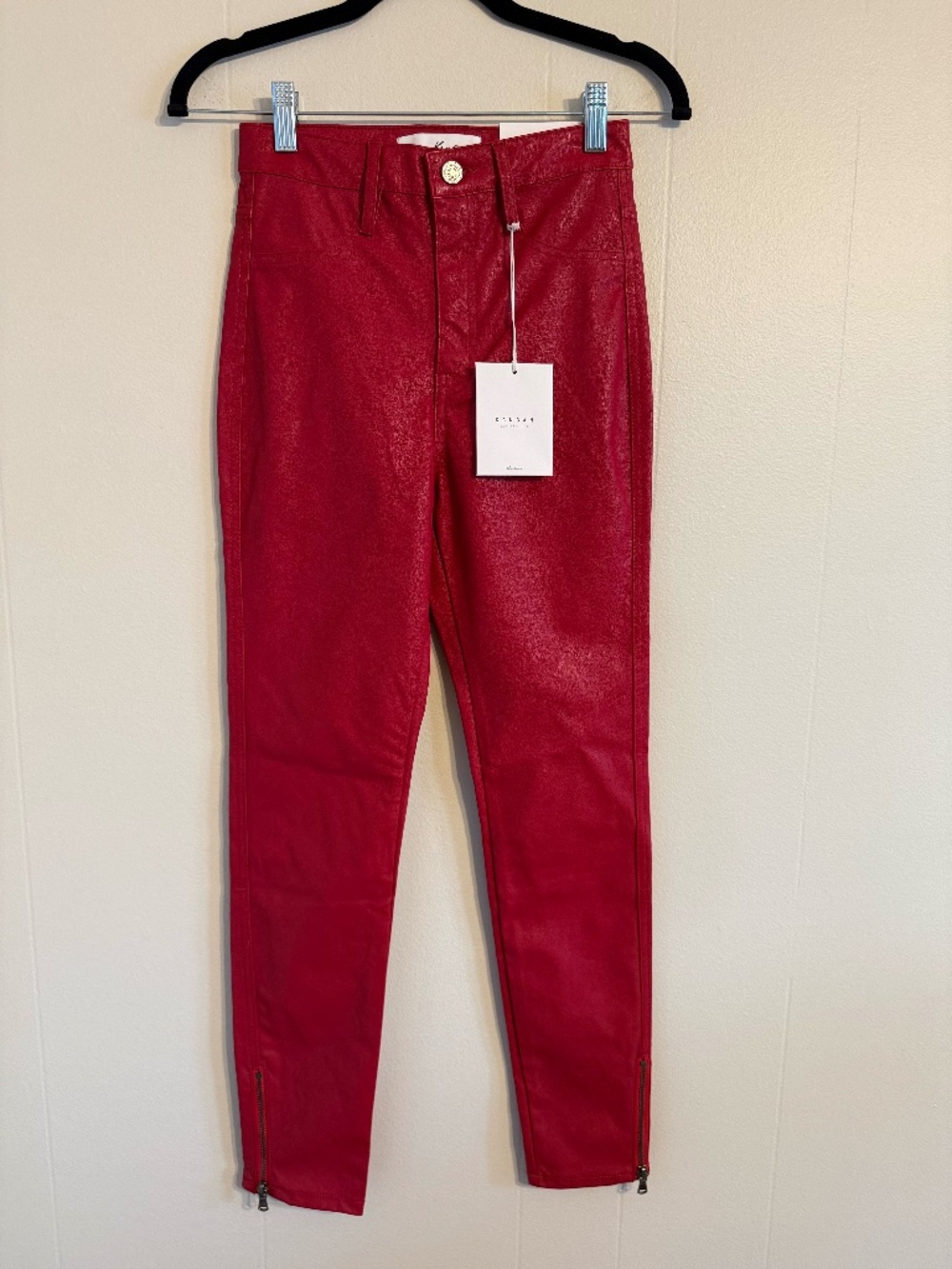 NWT Women's KanCan Faux Leather High-Rise Pants, Size 0/23, Zip at Ankle